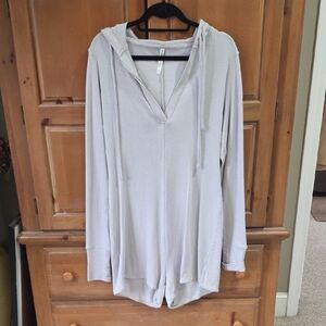 Fabletics Heather Gray Hooded Romper